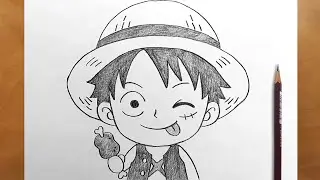 How to Draw Luffy Step by Step 🍖 | Easy One Piece Drawing