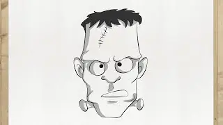 How to draw FRANKENSTEIN FACE (How to draw HALLOWEEN) step by step, VERY EASY MONSTER