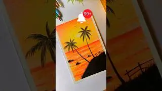 😱BEST Sunset Drawing With Pencil Colour/ Easy Sunset Drawing With Pencil Colour #shorts