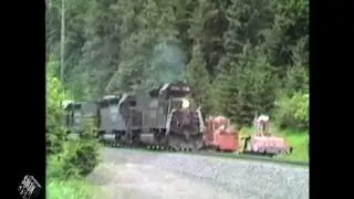 Southern Pacific Freight Train Climbs 1.6 Percent Grade in Cascade Mountains, June 1987