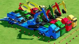 🔴 LIVE FS22 - TRANSPORTING EXCAVATOR, MIXER CEMENT TRUCK, FIRE & RESCUE TRUCK, DUMP TRUCK! #fs22