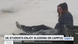 UK Students enjoy sledding at William T. Young Library