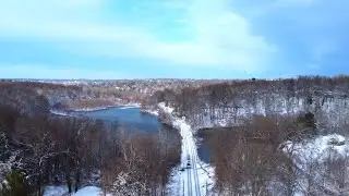 Peaceful Forest and Lake Canopy in Snow Tour: Drone's Eye Paradise in snow