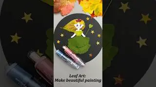 🎨 Leaf Art | Painting a Beautiful Girl with Leaves | Creative Nature Craft 🍃👧 #Shorts