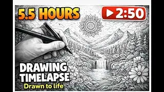 5.5 Hours of Nature Drawing in 2:50 | Relaxing Timelapse