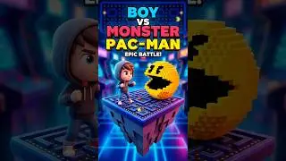 Surviving MONSTER PAC-MAN as a Kid #kids #pacman #pac-man #monster #surviving #shorts #reels #viral