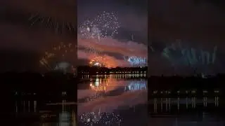 Happily Ever After fireworks finale July 5, Grand Floridian Marina view and water reflection!