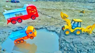 Swaraj Truck Accident Pulling Out JCB3DX Toy Airplane ? | JCB | Tractor | Cartoon Video | MD TOY