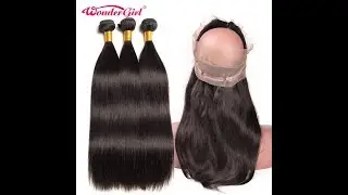 wonder girl hair : 3 bundles brazilian straight hair with 360 frontal
