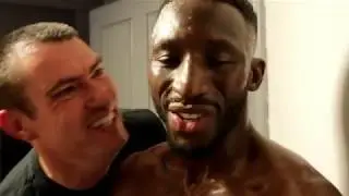 Kay Prospere after winning the English the English Light welteweight Title