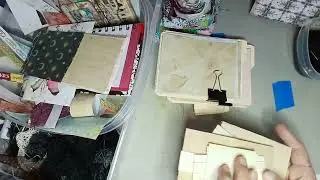 Coffee dyed cardstock with a stencil, and found junk journal additional ideas. 