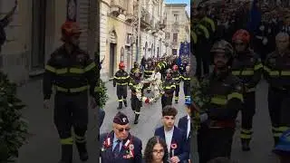 S.Barbara 2024 Paternò Omaggio ai caduti di tutte le guerre e omaggio da parte dei vigili del fuoco