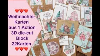 Weihnachtskarten aus 1 Action 3D die-cut Block Paper Block Karten Inspiration Craft Update