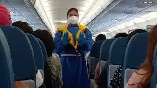 excerpt of flight attendant's demo of passenger safety instructions onboard PAL flight to Manila