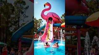 🦩 Flamingo Slipped into the Slides Zone in Style4! 💃😂 #flamingo #slideszone #kids #shorts #viral