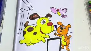 Easy dog coloring | fun animal coloring 