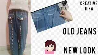 Old jeans customized into new look| creative idea| golden heart creation 
