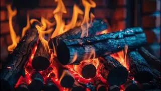 Cozy Fireplace at Night with Glowing Embers | Relaxing Fire Ambience for Deep Sleep & Stress Relief