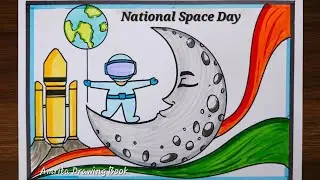 National Space Day Drawing easy |National Space Day Poster | Viksit Bharat 2047 Drawing| Easy Poster