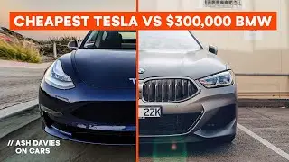 SELF-DRIVING TEST: Tesla Model 3 vs $300,000 BMW M850i Gran Coupe