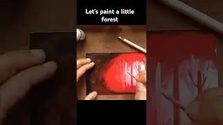 Let's paint a redish forest today - Day 4 of painting #beginnerpainter #acrylicpainting #artist