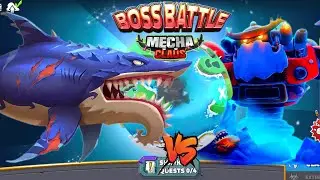 BIG BUZZ SHARK HUNGRY SHARK VS GIANT MECHA CLAUS BOSS - BIG SHARK | HUNGRY SHARK WORLD GAMEPLAY