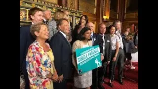 Presenter Adrian Chiles gives a speech at Speaker's House on single parenting, July 3rd, 2019