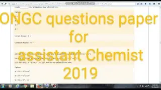 Previous year ONGC question paper and answer 2019(Chemistry)(non executives)