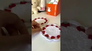 Cute Crochet Strawberry Coaster 🍓 #crochetstrawberry #crochettutorial #strawberry
