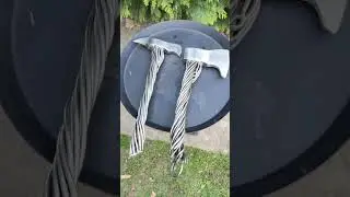 a gorgeous axes , a handmade syakira for a real viking #AxeYouTube #DIYChannel #ForgingVideo #axeart