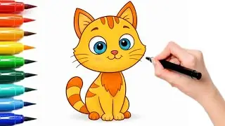 Как нарисовать милого кота | Простой пошаговый рисунок кота | Искусство с Тайбой