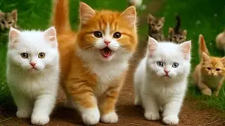 CUTE Kittens Outside with Mother Cat Very Happy| Cute Cat Family Outdoor Adventure 🐱🌿