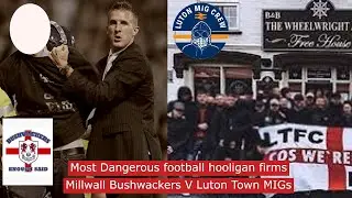 Most dangerous football hooligan incidents: Millwall Bushwackers V Luton Town MIGs FA CUP #football