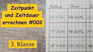 Zeitpunkt und Zeitdauer errechnen - zweite Aufgaben, 3. Klasse Mathe