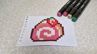 full tutorial roll cake pixel art💫 #pixelart #drawing #coloring #tutorial #satisfying #rollcake