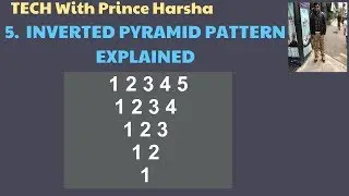 5.Number patterns in java - Program to print inverted pyramid number pattern with for loop