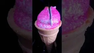 Burning Hot Knife cutting through a Marshmallow Candy Cone  - closeup with sound #satisfying
