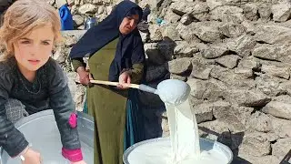 The most traditional way of making curds in Iranian tribes