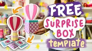 Free paper craft template - DIY hot air balloon cake surprise gift box - Cricut & Silhouette Cameo