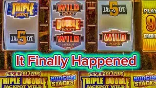 DOUBLE NUDGE DOUBLE JACKPOTS HIT! Blazing 777 Triple Double Jackpot Wild Nudging Stacks