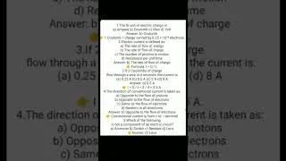 MCQ type questions of physics class 10th./MCQs Class 10th Electricity/MCQ Class 10th