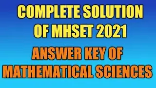 Answer Key of MHSET 2021 | MATHEMATICS | MATHEMATICAL SCIENCES | Complete Solution of MHSET 2021