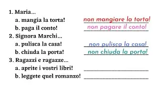 Italian imperative | Affirmative and negative | Grammar class level B1 | Learn italian free lessons