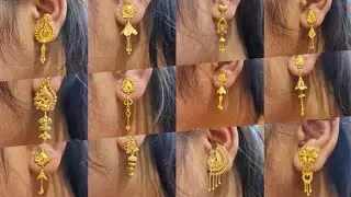 Daily wear gold earrings design with weight and price//gold earrings//stud earrings 