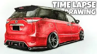 Realistic Car Drawing - Toyota Estima - Time Lapse