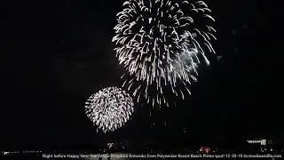 2019 Magic Kingdom Disney World New Years fireworks from Primo Spot at Polynesian Beach Full Show