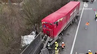 Schwerer Lkw Unfall auf der A1 bei Linz 1