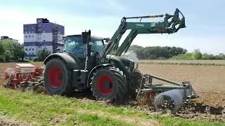Fendt 724 Vario mit Frontpacker Amazone-Kreiselegge und Gaspardo-Einzelkorns&auml;maschine 12.5.24