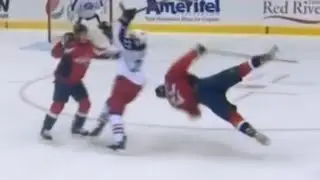 Burakovsky Gets Clotheslined by Oshie's Stick