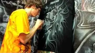 Airbrush Lion White on Black Shirt